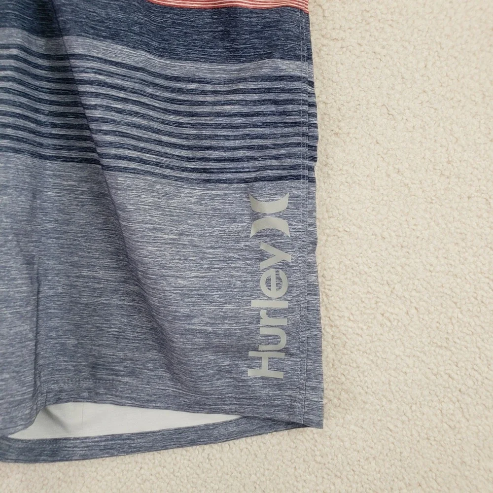 Hurley HSP22VMB-04224 Board Shorts Mens 40 Blue Striped Surf Beach